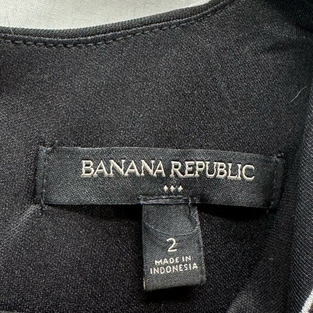 Banana Republic Sheath Mini Dress Womens 2 Short Sleeve Lined Stripe Black White - Picture 10 of 11